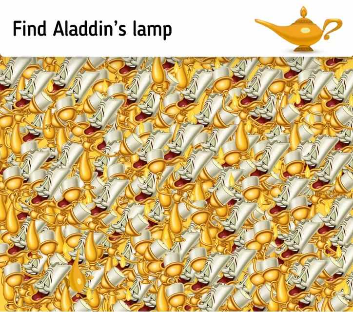 En overklig optisk illusion som kommer att bryta din hjärna: du måste hitta Aladdins lampa.